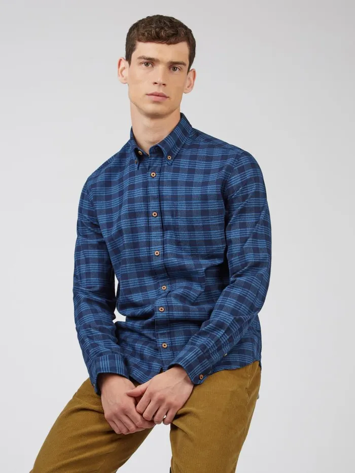 Men Ben Sherman Heritage Check Shirts Indigo Gingham Check LongSleeve Shirt Men Ben Sherman Heritage Check Shirts Indigo Gingham Check LongSleeve Shirt