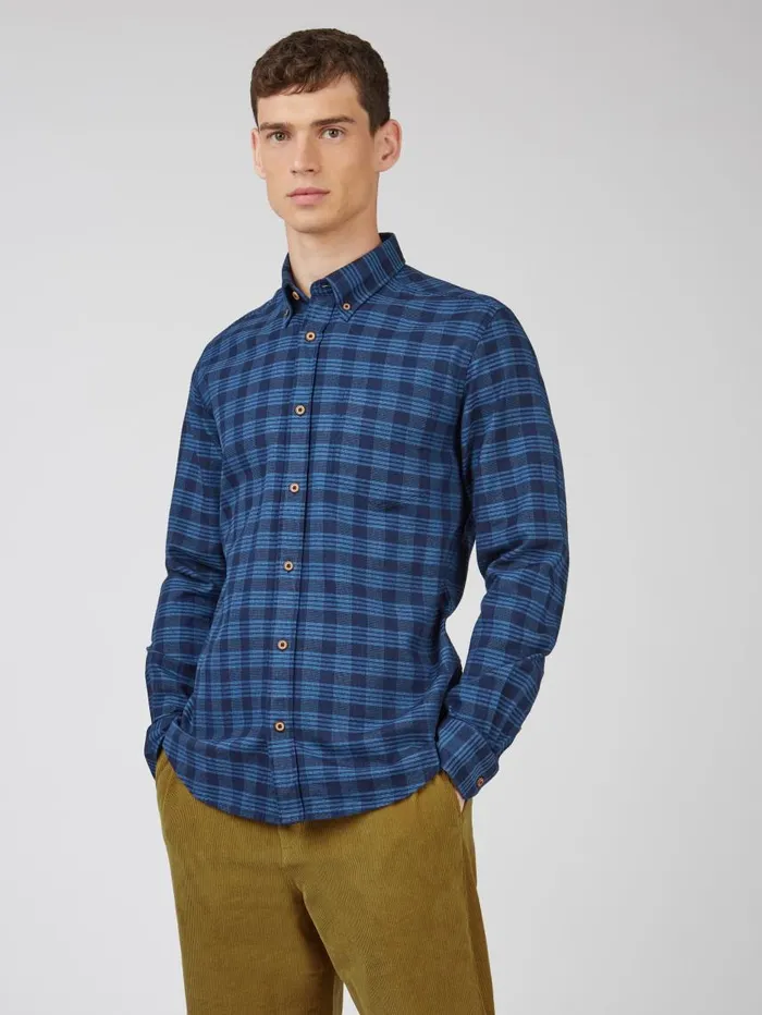 Men Ben Sherman Heritage Check Shirts Indigo Gingham Check LongSleeve Shirt Men Ben Sherman Heritage Check Shirts Indigo Gingham Check LongSleeve Shirt