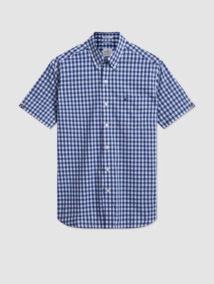Men Ben Sherman Heritage Check Shirts Short Sleeve House Poplin Gingham Shirt 8211 Navy Men Ben Sherman Heritage Check Shirts Short Sleeve House Poplin Gingham Shirt 8211 Navy