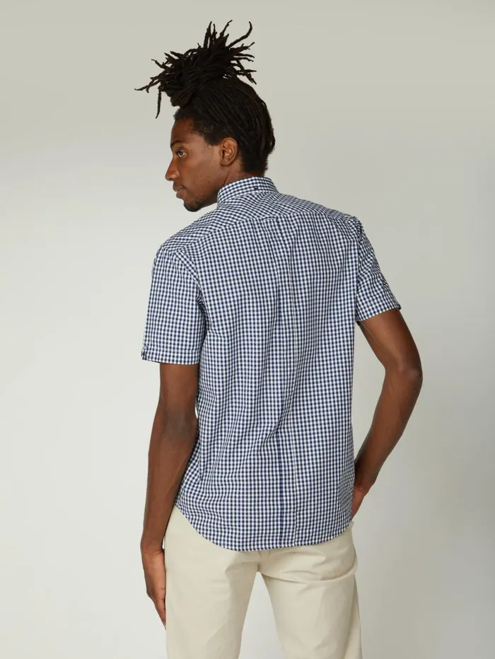 Men Ben Sherman Heritage Check Shirts Signature ShortSleeve Gingham Shirt 8211 Dark Blue