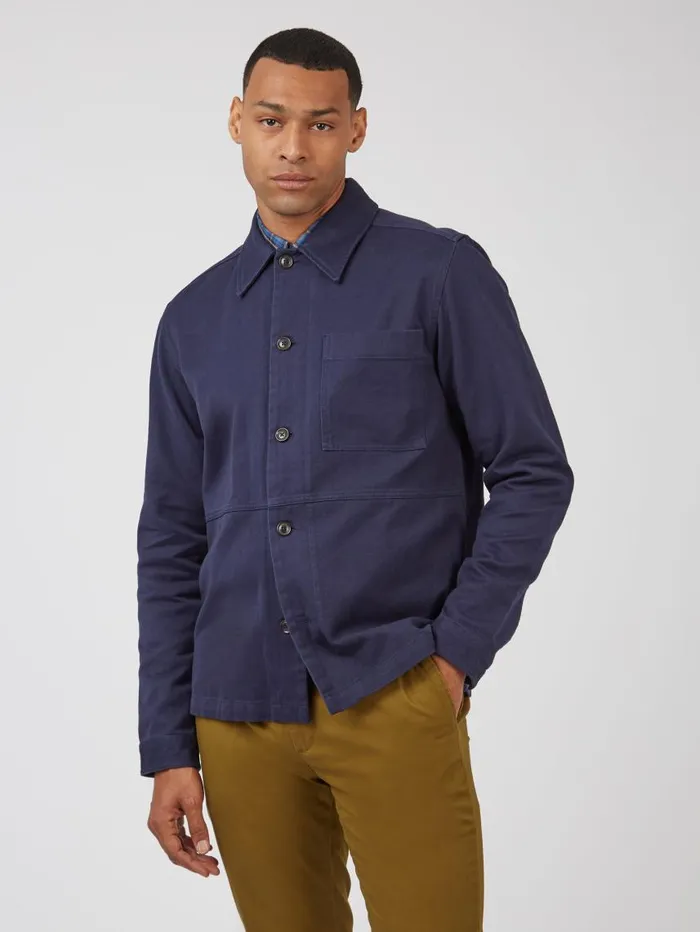 Men Ben Sherman Jackets and Outerwear Casual Twill Workwear Jacket 8211 Marine