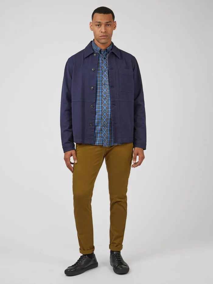 Men Ben Sherman Jackets and Outerwear Casual Twill Workwear Jacket 8211 Marine