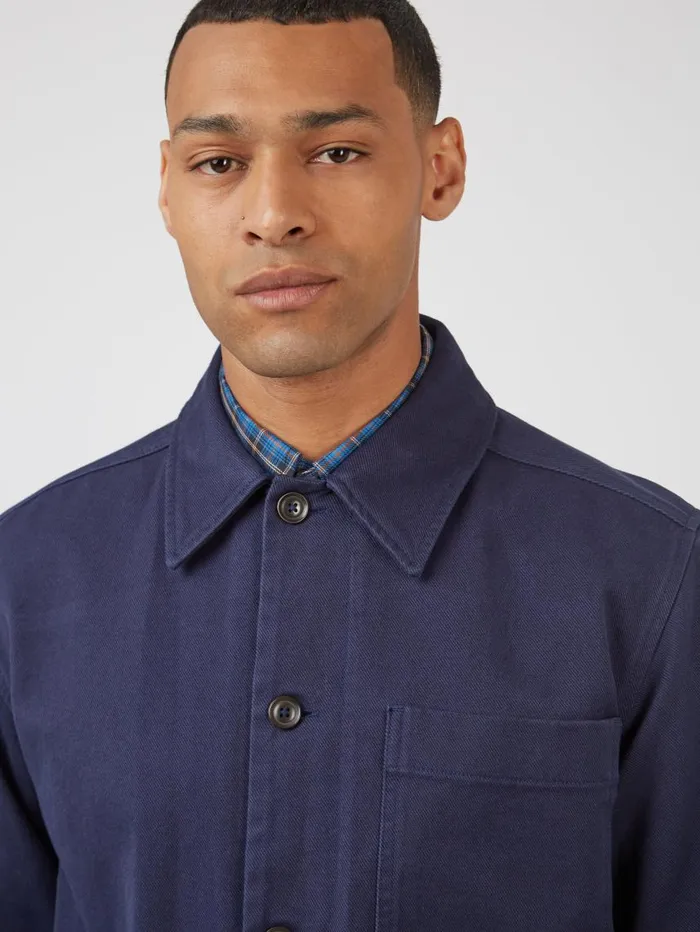 Men Ben Sherman Jackets and Outerwear Casual Twill Workwear Jacket 8211 Marine