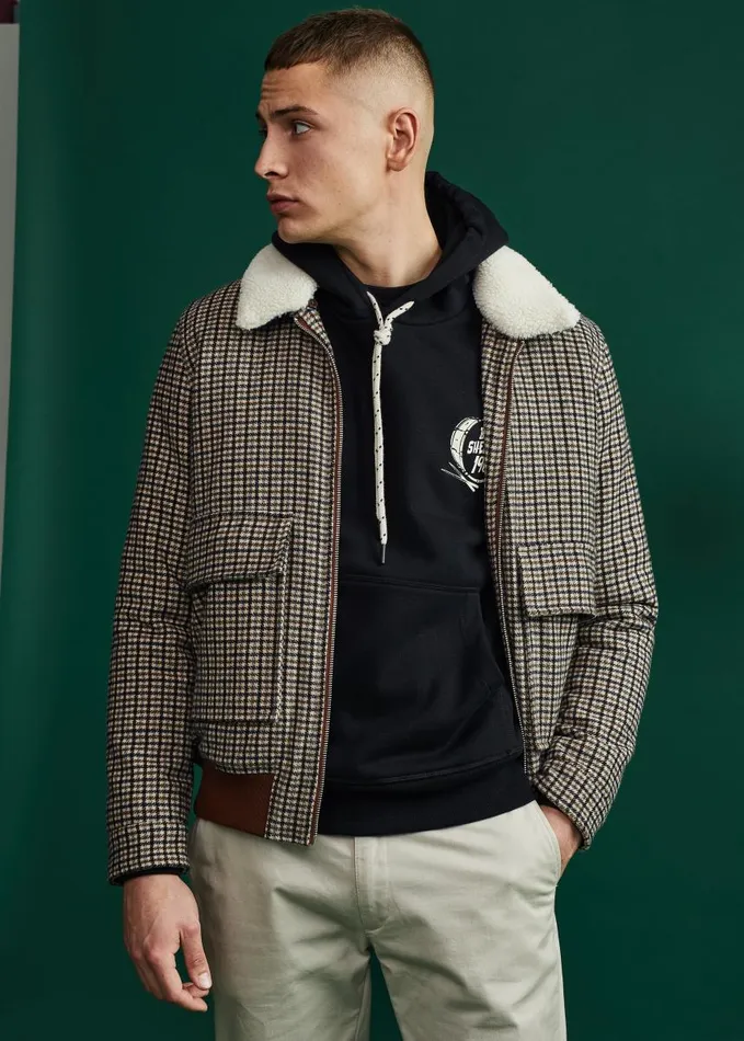 Men Ben Sherman Jackets and Outerwear Heritage Check Wool Blend Jacket