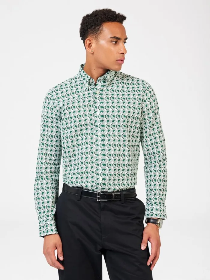 Men Ben Sherman Long Sleeve Shirts Signature Retro Print Shirt Men Ben Sherman Long Sleeve Shirts Signature Retro Print Shirt