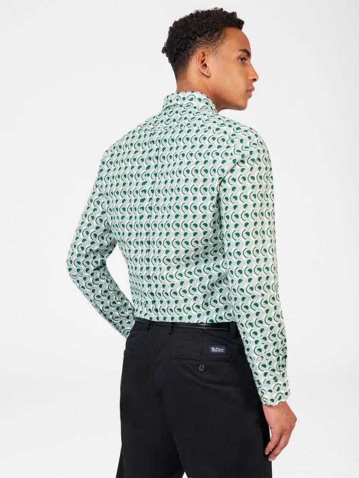 Men Ben Sherman Long Sleeve Shirts Signature Retro Print Shirt Men Ben Sherman Long Sleeve Shirts Signature Retro Print Shirt