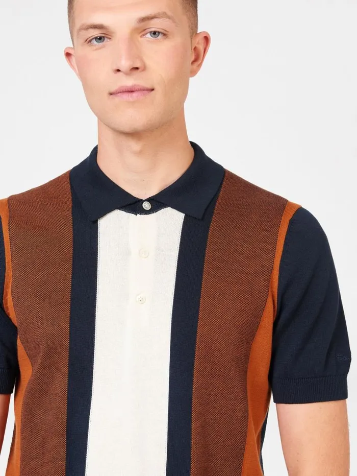 Men Ben Sherman Mod Knit Polos Vertical Stripe Knit Polo 8211 Dark Navy Men Ben Sherman Mod Knit Polos Vertical Stripe Knit Polo 8211 Dark Navy