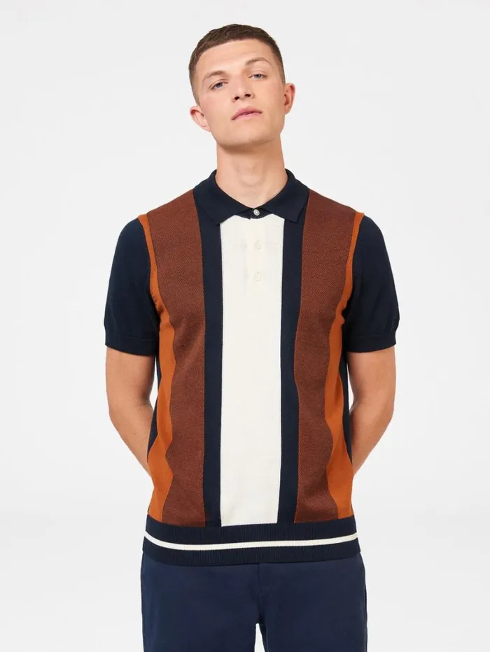 Men Ben Sherman Mod Knit Polos Vertical Stripe Knit Polo 8211 Dark Navy Men Ben Sherman Mod Knit Polos Vertical Stripe Knit Polo 8211 Dark Navy