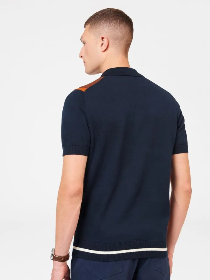 Men Ben Sherman Mod Knit Polos Vertical Stripe Knit Polo 8211 Dark Navy Men Ben Sherman Mod Knit Polos Vertical Stripe Knit Polo 8211 Dark Navy