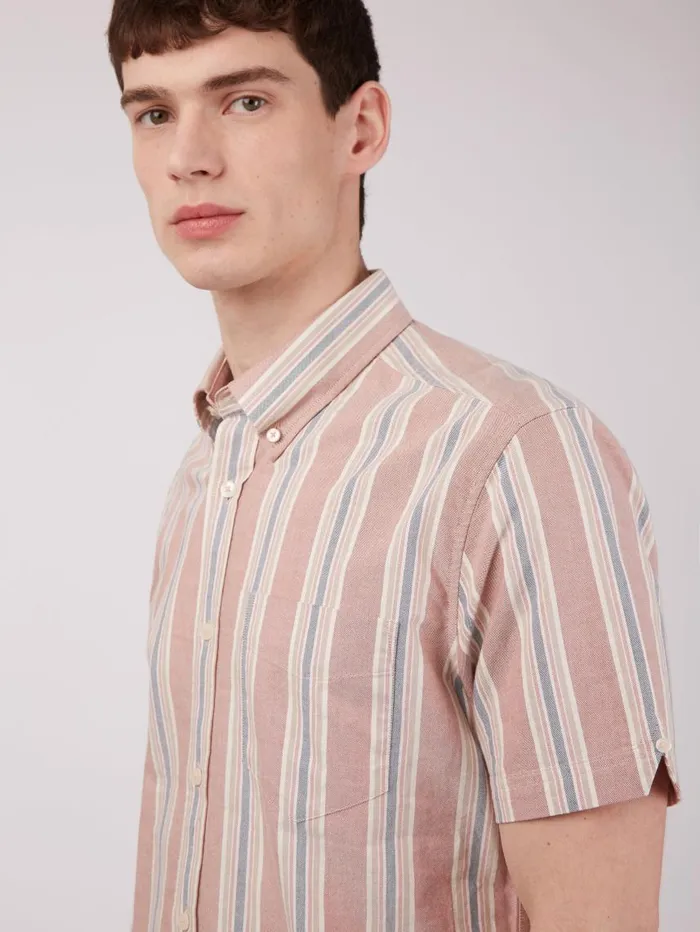 Men Ben Sherman Oxford Shirts Ivy Oxford Stripe ShortSleeve Shirt 8211 Dark Pink Men Ben Sherman Oxford Shirts Ivy Oxford Stripe ShortSleeve Shirt 8211 Dark Pink