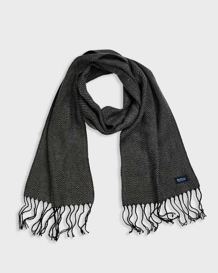 Men Ben Sherman Scarves and Cold Weather Herringbone Fringed Scarf
