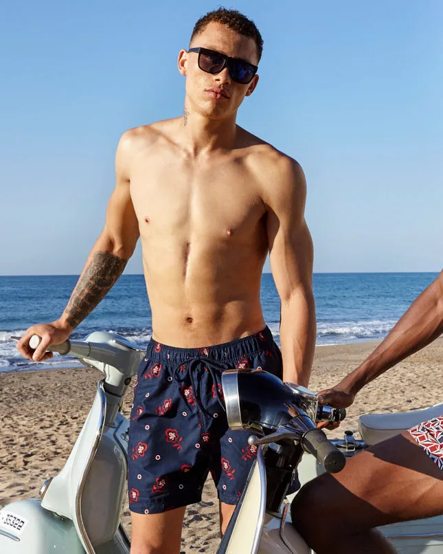 Men Ben Sherman Shorts Turquoise Bay Floral Print Swim Short 8211 Navy