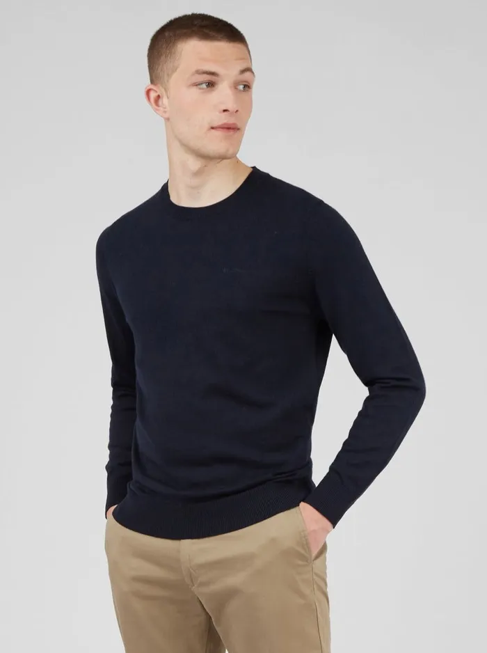 Men Ben Sherman Sweaters and Knits Signature Knit Crewneck Sweater 8211 Navy