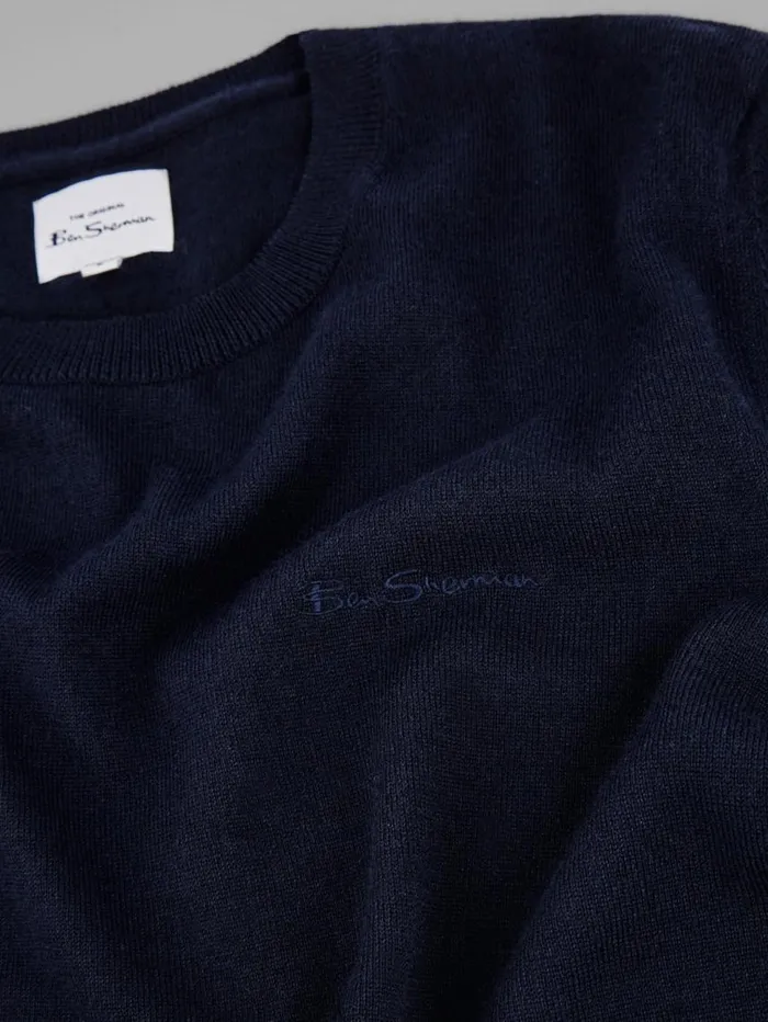Men Ben Sherman Sweaters and Knits Signature Knit Crewneck Sweater 8211 Navy