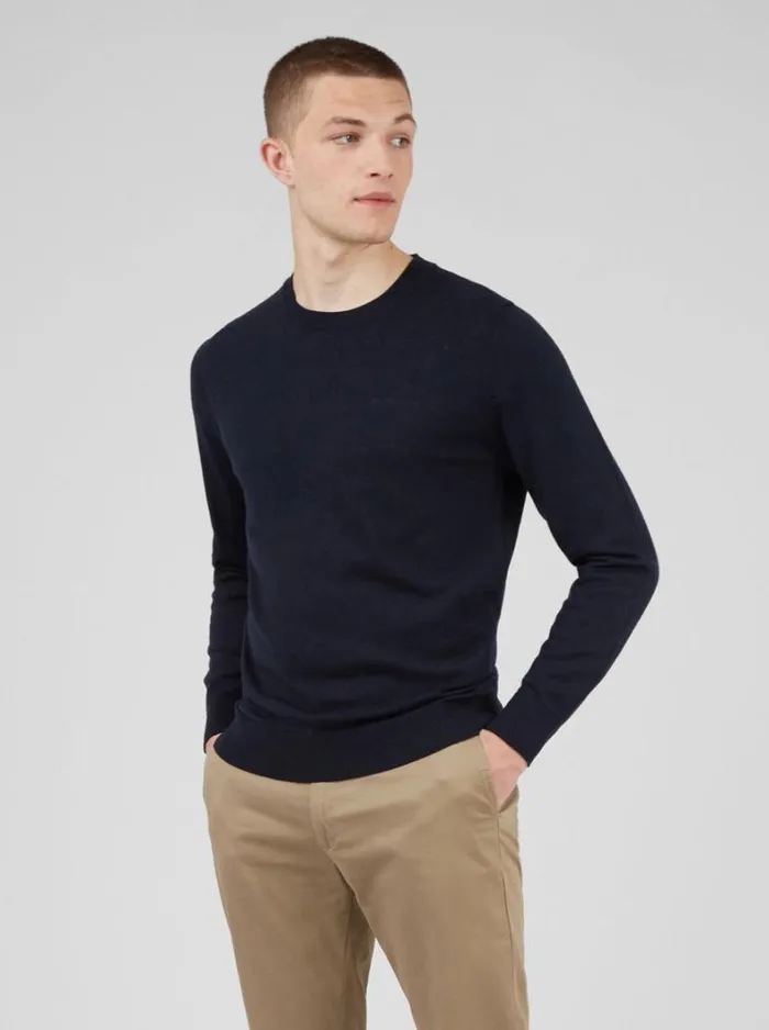 Men Ben Sherman Sweaters and Knits Signature Knit Crewneck Sweater 8211 Navy
