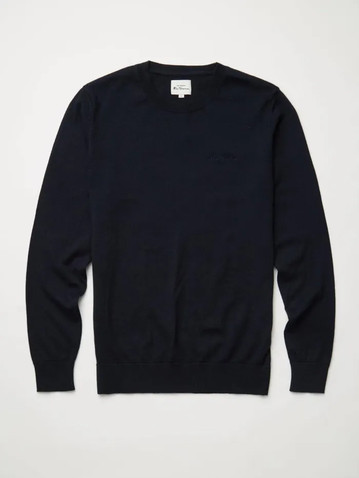 Men Ben Sherman Sweaters and Knits Signature Knit Crewneck Sweater 8211 Navy