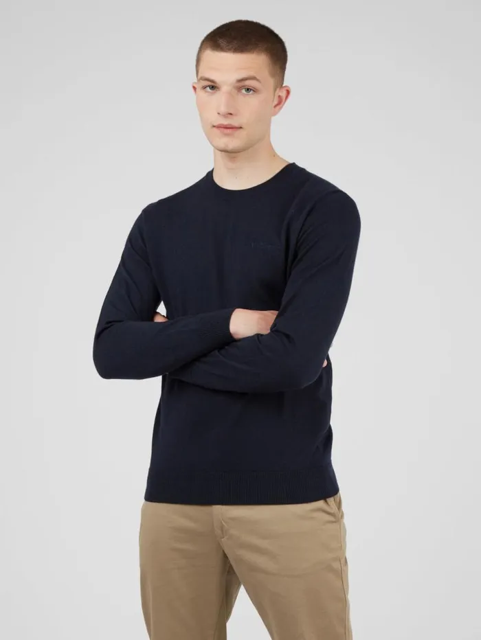 Men Ben Sherman Sweaters and Knits Signature Knit Crewneck Sweater 8211 Navy