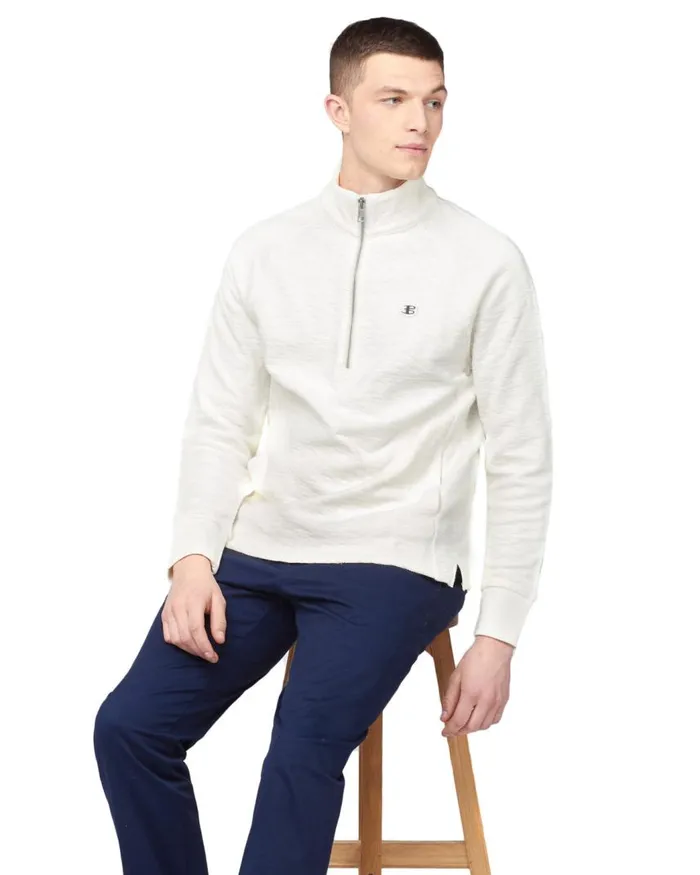 Men Ben Sherman Sweatshirts and Hoodies B By Loopback Jersey Sweatshirt 8211 Ivory