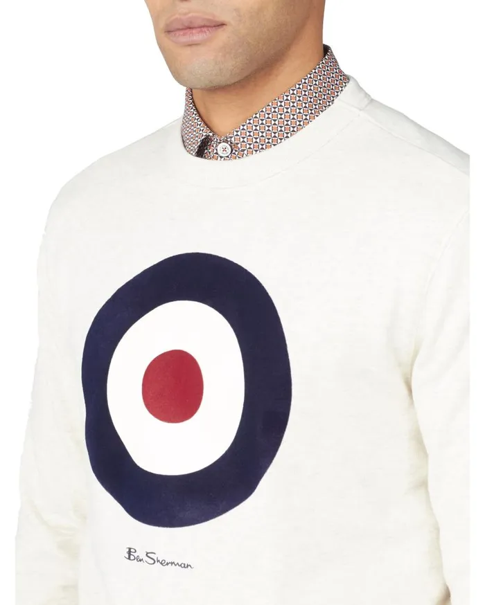 Men Ben Sherman Sweatshirts and Hoodies Signature Target Sweatshirt 8211 Ecru
