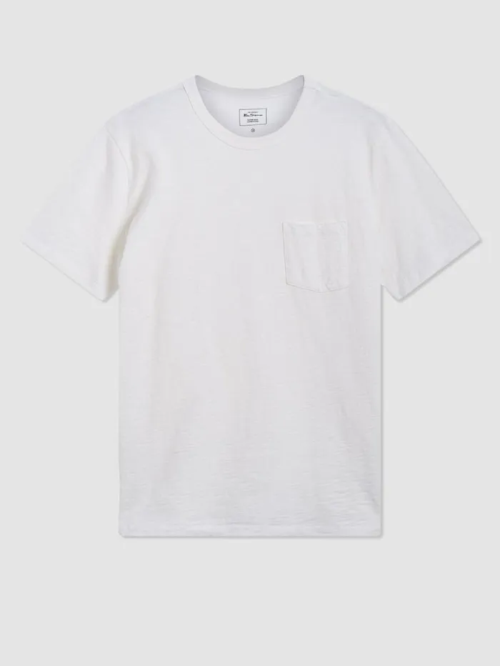 Men Ben Sherman TShirts and Graphic Tees Garment Dye Beatnik ShortSleeve TShirt 8211 White