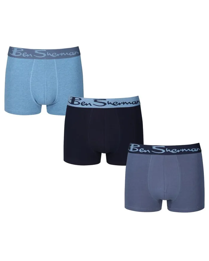Men Ben Sherman Underwear Ashton 3Pack Fitted NoFly BoxerBriefs 8211 NavyVintage IndigoDenim Marl Men Ben Sherman Underwear Ashton 3Pack Fitted NoFly BoxerBriefs 8211 NavyVintage IndigoDenim Marl