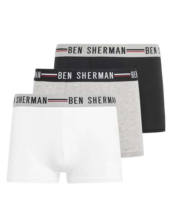 Men Ben Sherman Underwear Roman 3Pack Fitted NoFly BoxerBriefs 8211 BlackWhiteGrey Men Ben Sherman Underwear Roman 3Pack Fitted NoFly BoxerBriefs 8211 BlackWhiteGrey