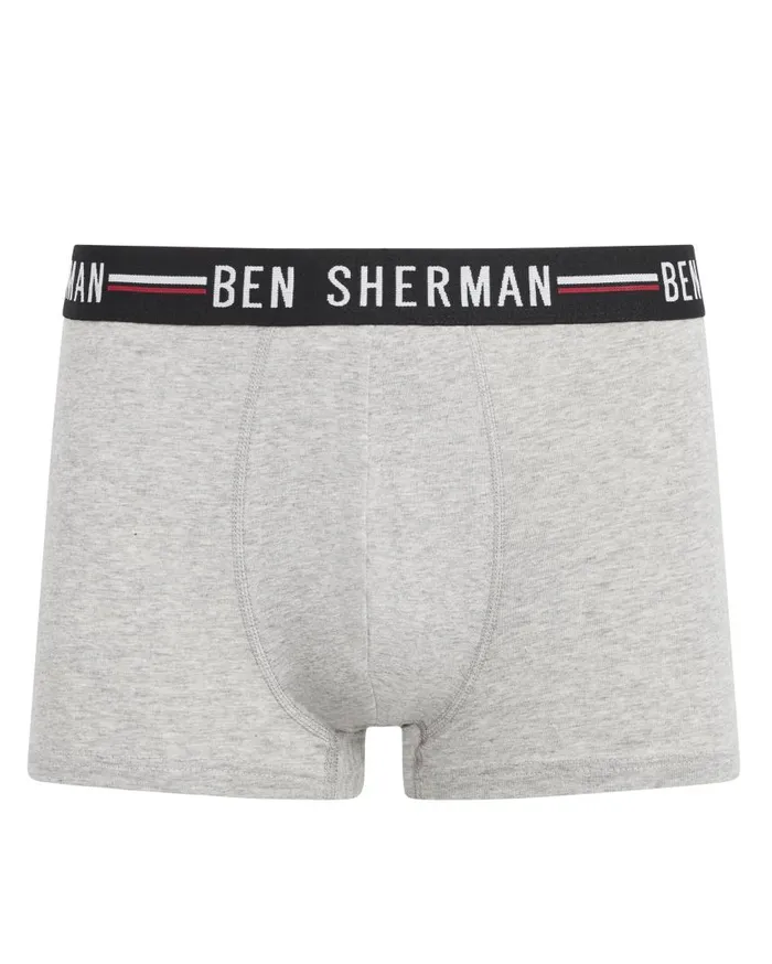 Men Ben Sherman Underwear Roman 3Pack Fitted NoFly BoxerBriefs 8211 BlackWhiteGrey
