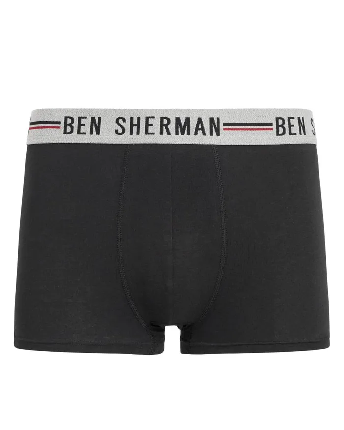Men Ben Sherman Underwear Roman 3Pack Fitted NoFly BoxerBriefs 8211 BlackWhiteGrey