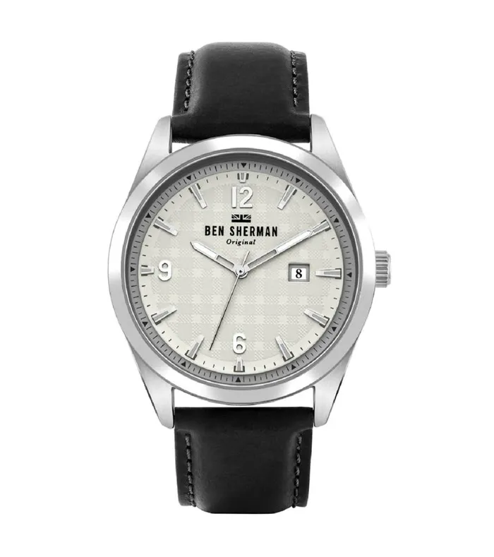 Men Ben Sherman Watches Carnaby Check Watch 8211 BlackOffWhiteSilver