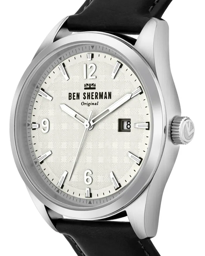 Men Ben Sherman Watches Carnaby Check Watch 8211 BlackOffWhiteSilver