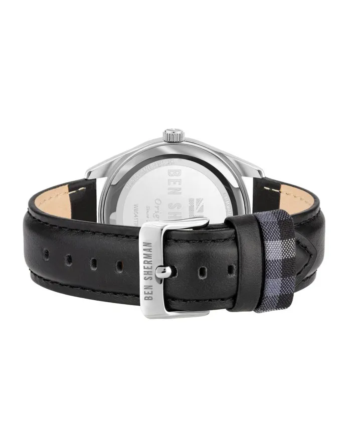 Men Ben Sherman Watches Carnaby Check Watch 8211 BlackOffWhiteSilver