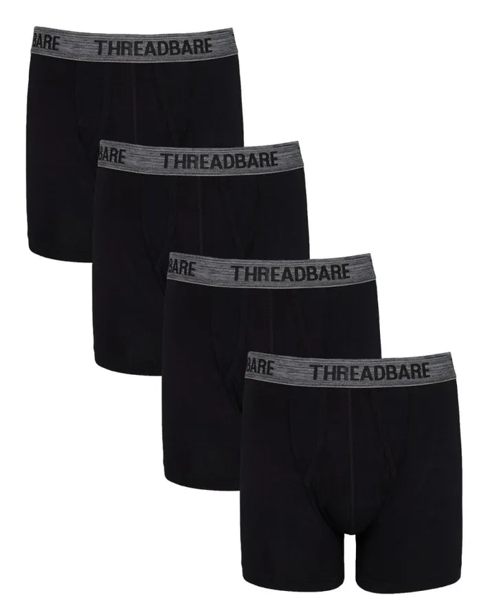 Men Black AFront Trunks 4 Pack Threadbare Underwear
