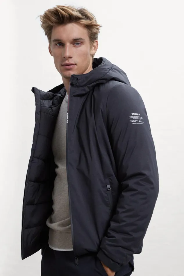 Men Black Cartes Jacket Ecoalf Coats And Jackets