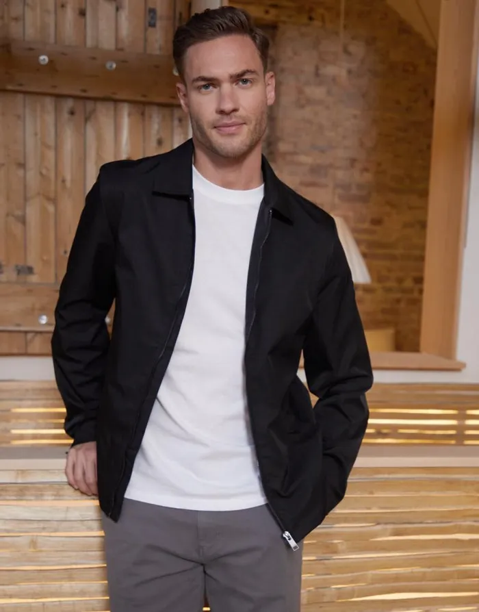Men Black Collared Lightweight ZipThrough Jacket Threadbare Jackets