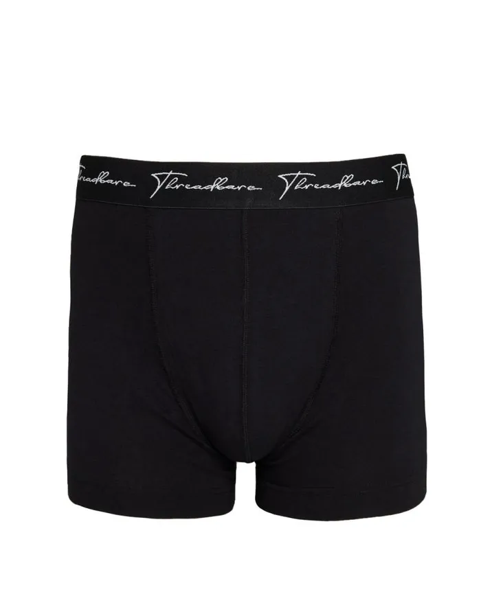 Men Black Hipster Fit Script Logo Boxer Shorts 4 Pack Threadbare Underwear