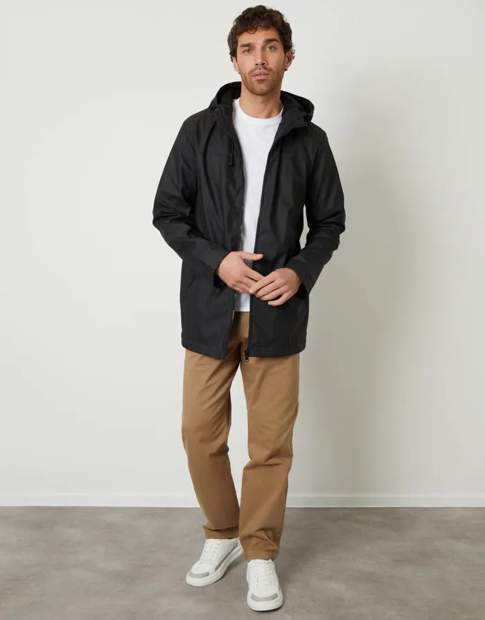 Men Black Microfleece Lined Hooded Rubberised Raincoat Threadbare Coats Men Black Microfleece Lined Hooded Rubberised Raincoat Threadbare Coats