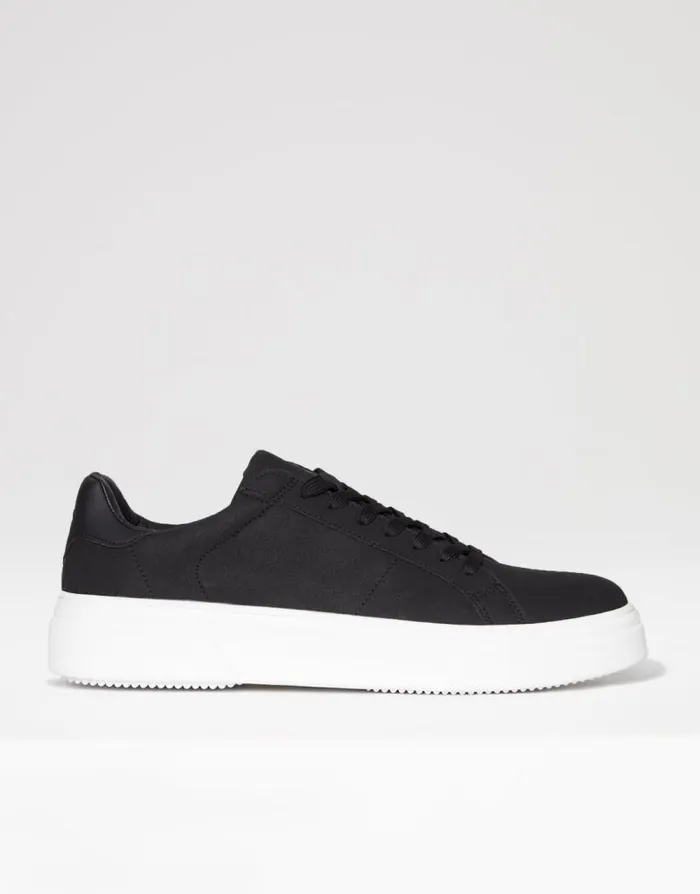 Men Black Raised Sole Court Trainers Threadbare Trainers