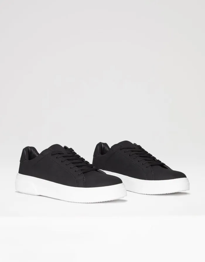 Men Black Raised Sole Court Trainers Threadbare Trainers Men Black Raised Sole Court Trainers Threadbare Trainers