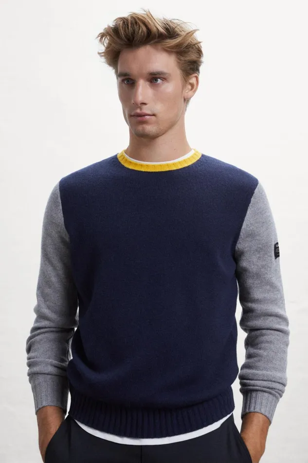 Men Blue Toki Knitted Jumper Ecoalf Knitwear