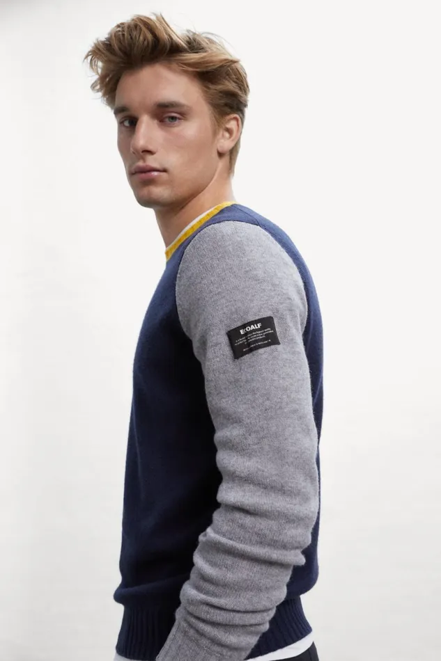 Men Blue Toki Knitted Jumper Ecoalf Knitwear