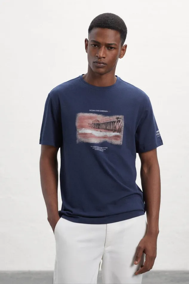 Men Blue Txim TShirt Ecoalf TShirts