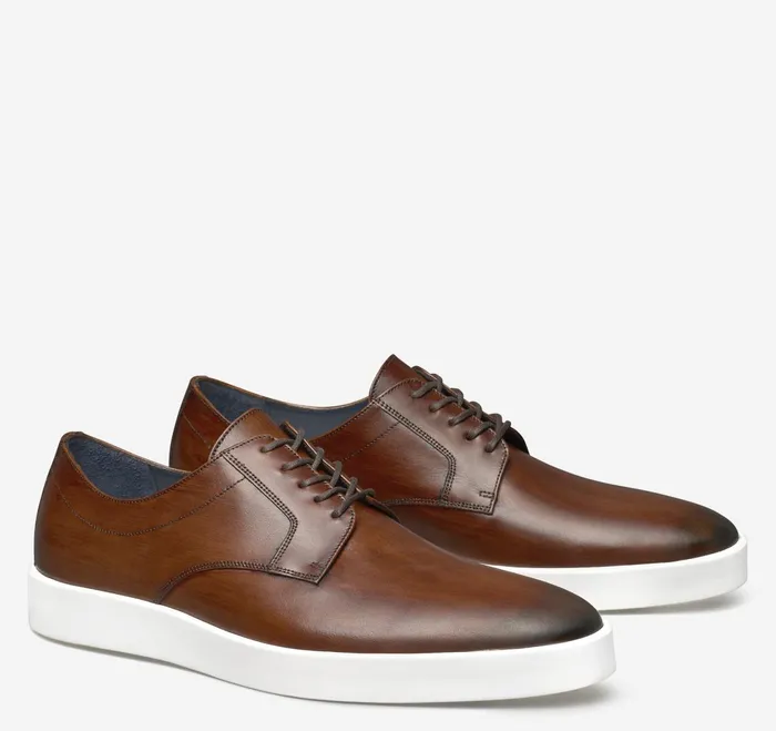 Men Bolivar Plain Toe Brown Italian Calfskin JohnstonandMurphy LaceUps