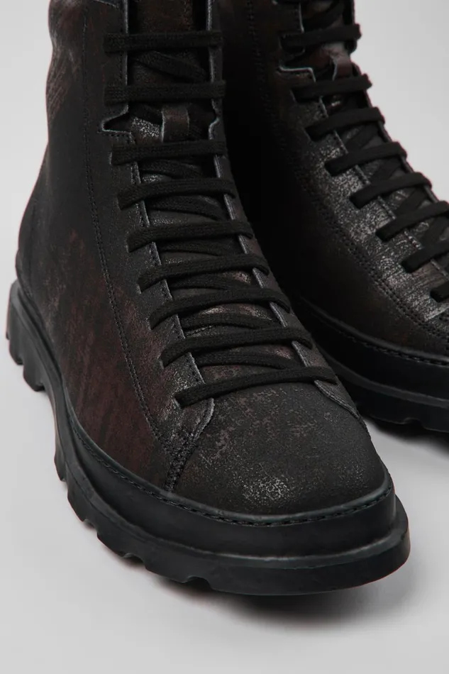 Men Brutus Blackbrown Brushed Nubuck Boot Camper Ankle Boots