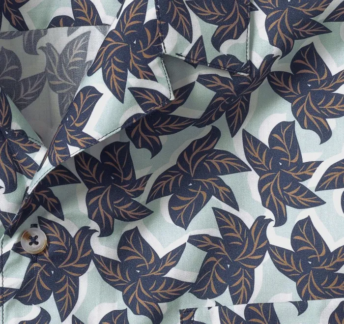 Men Camp Shirt Blue Leaf Cluster JohnstonandMurphy ShortSleeve Shirts Men Camp Shirt Blue Leaf Cluster JohnstonandMurphy ShortSleeve Shirts