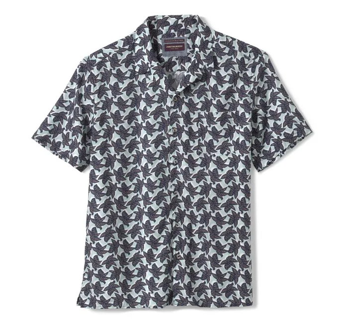 Men Camp Shirt Blue Leaf Cluster JohnstonandMurphy ShortSleeve Shirts Men Camp Shirt Blue Leaf Cluster JohnstonandMurphy ShortSleeve Shirts