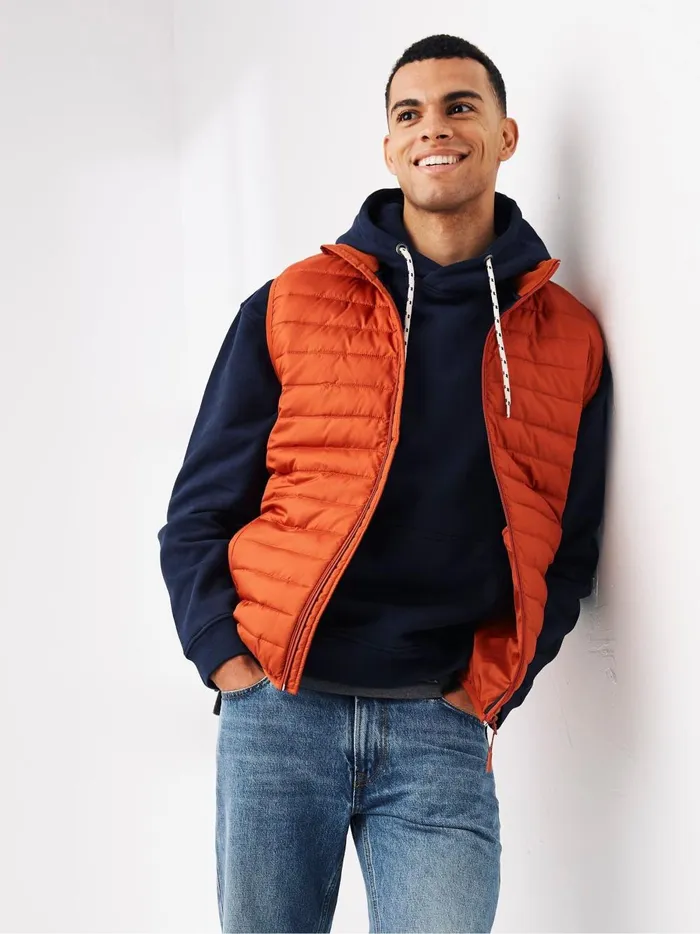 Men Coats and Jackets Fat Face Falmouth Orange Puffer Gilet