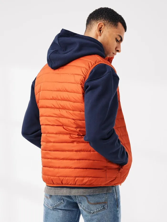 Men Coats and Jackets Fat Face Falmouth Orange Puffer Gilet