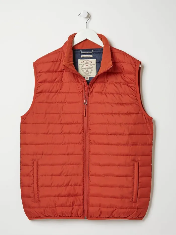 Men Coats and Jackets Fat Face Falmouth Orange Puffer Gilet