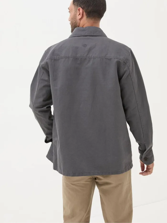 Men Coats and Jackets Fat Face Grey Cotton Linen Worker Jacket