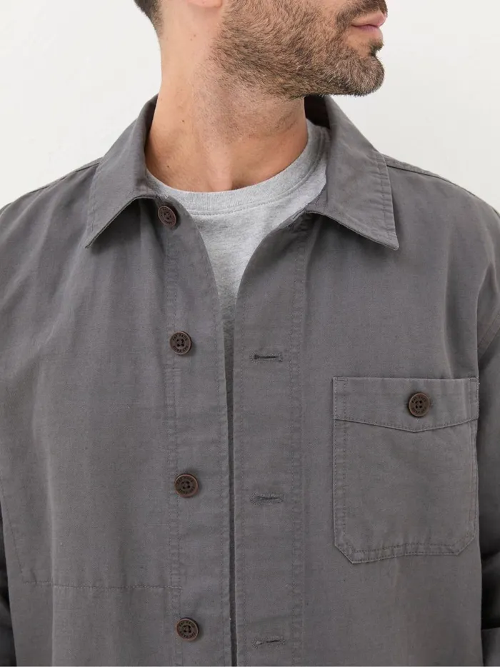 Men Coats and Jackets Fat Face Grey Cotton Linen Worker Jacket